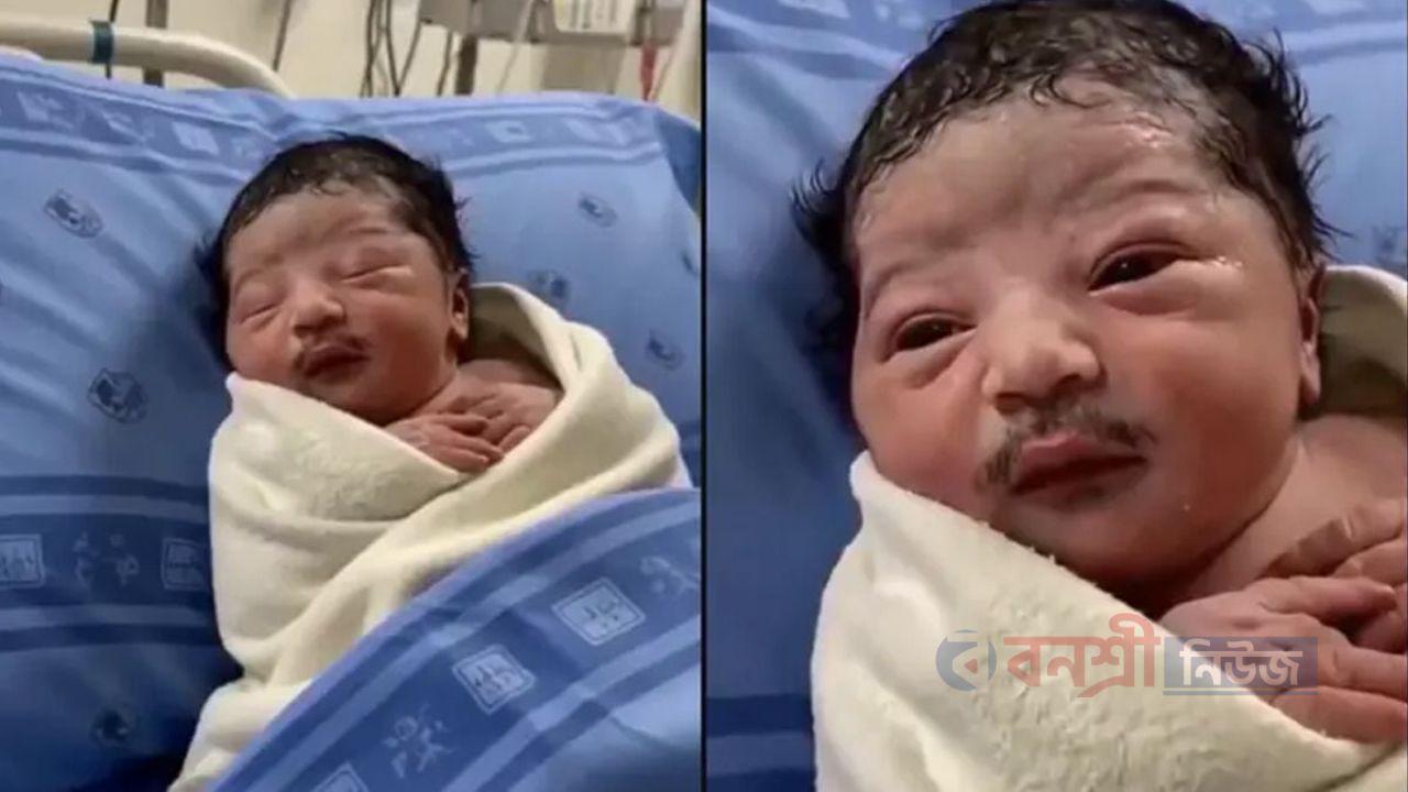 জন্ম নেওয়া নবজাতকের মুখে গোঁফ! সত্যি নাকি এআই&rsquo;র কারসাজি